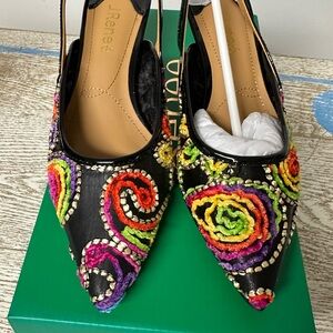 J.Renee Black Heels with Vibrant Swirl Accents
